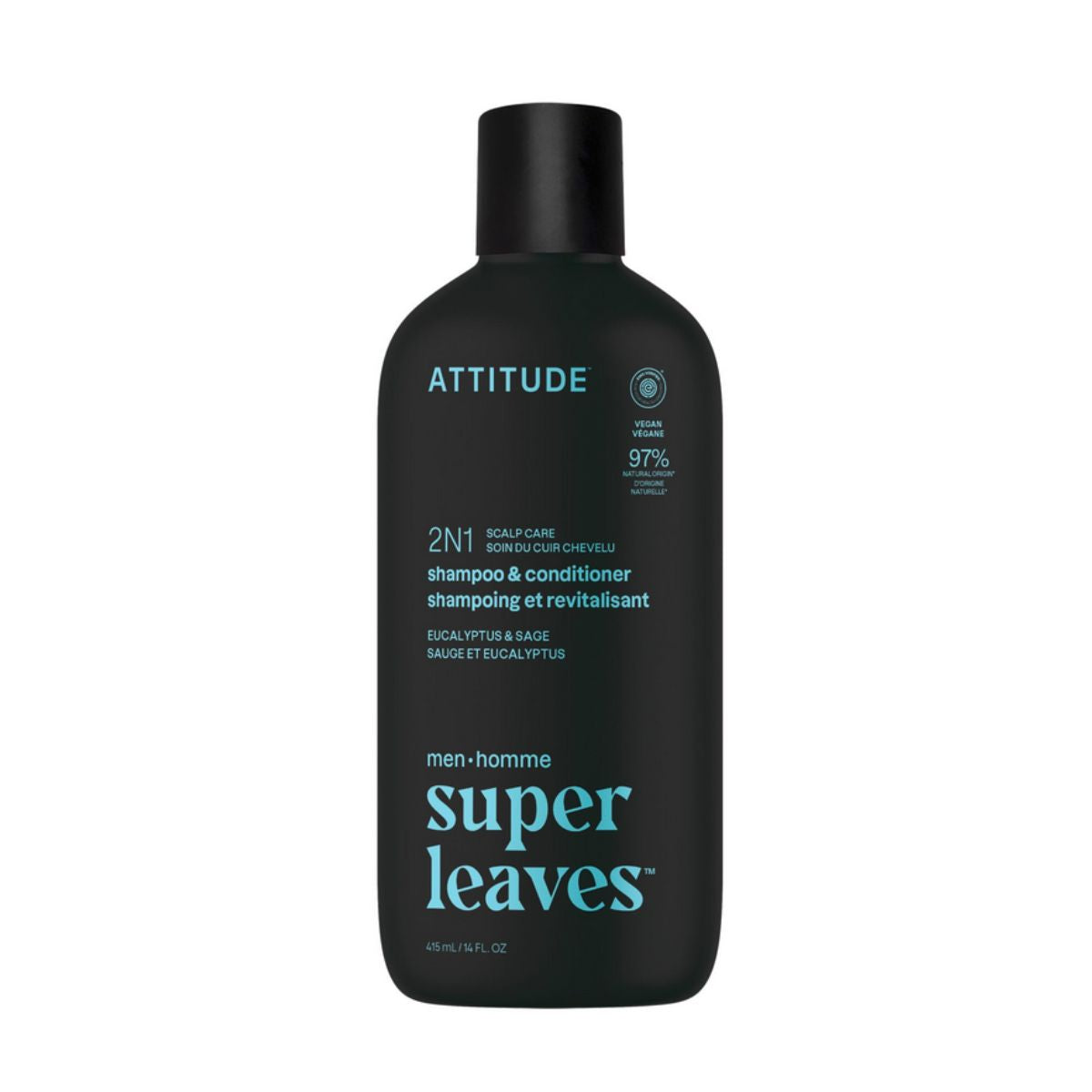 Super leaves Champú y acondicionador 2 en 1 - Eucalipto y salvia, Attitude, 415mL