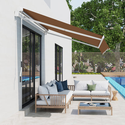 Toldo Manual Retráctil Outsunny Poliéster, Aluminio Café 295x245x151.5 Cm_4