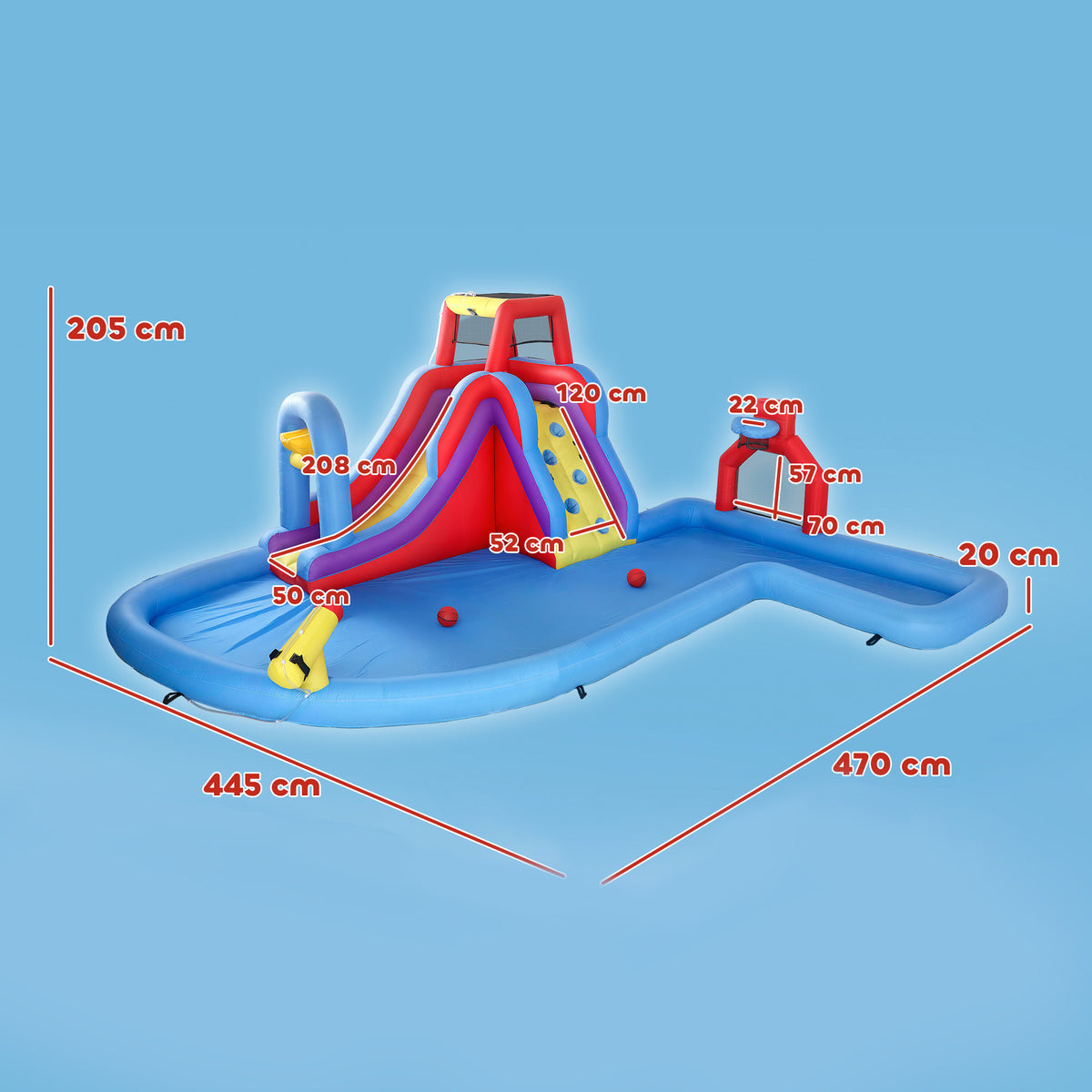 Castillo Inflable Acuático Aiyaplay Tela Oxford Multicolor 470x445x205 Cm_2
