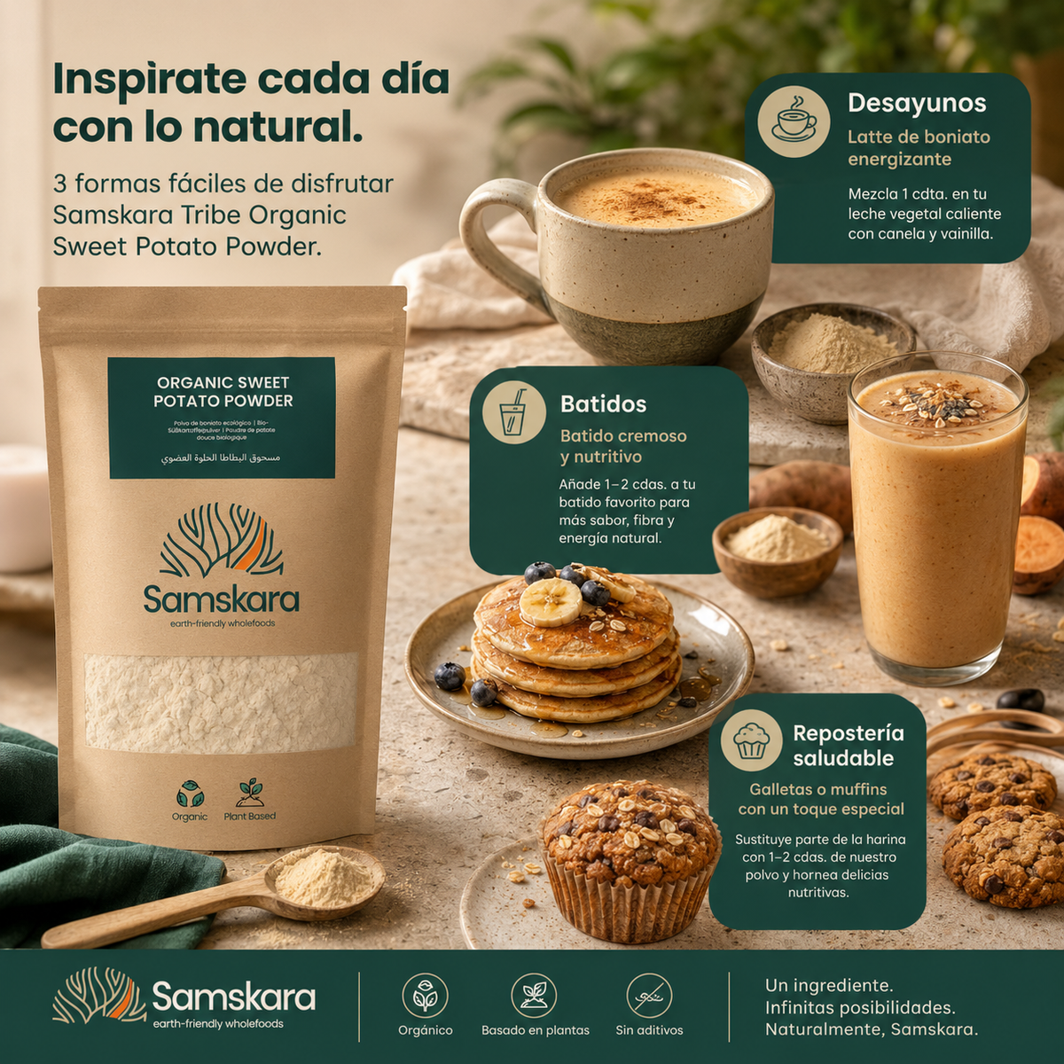 Boniato En Polvo Bio - 500G | Superalimento Ecológico Vegano Para Batidos, Smoothies Y Zumos, Sin Azúcares Añadidos_1
