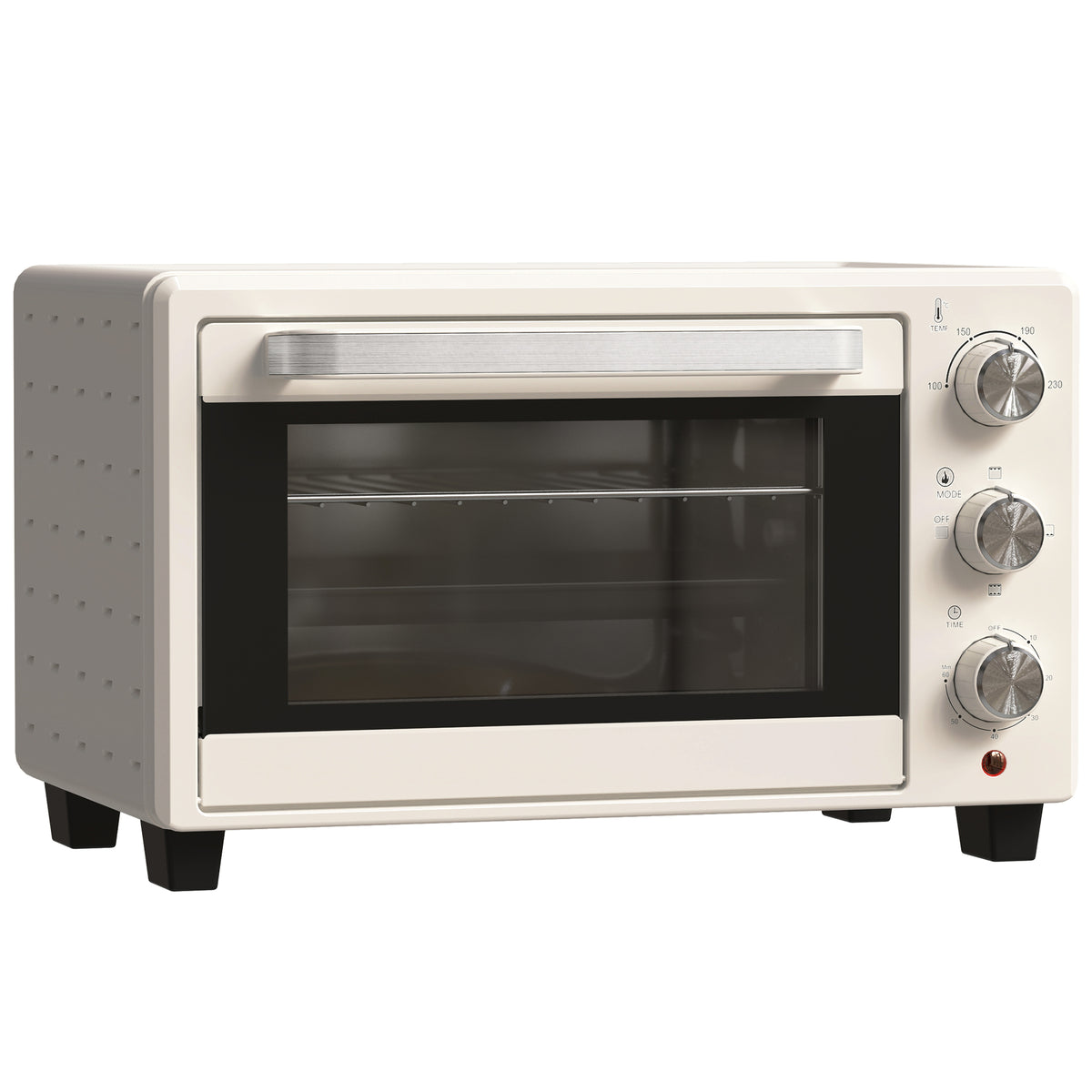 Horno Eléctrico Homcom Metal, Vidrio Templado Crema 46x38.5x29 Cm_0