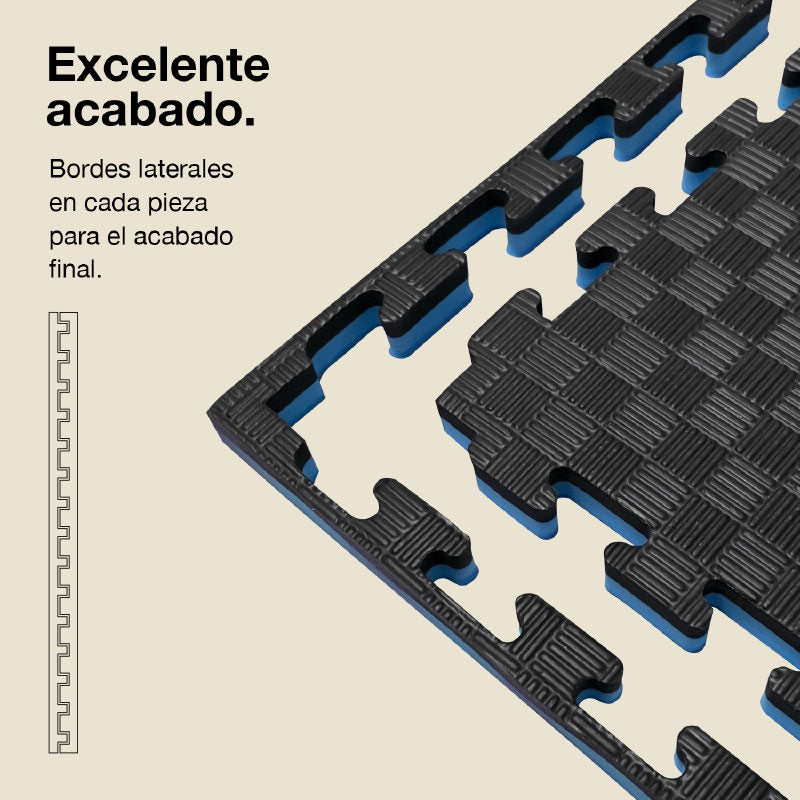 Tatami Puzzle 2,5cm 100x100cm – Superficie 5 Líneas Negro/azul Jowy_2