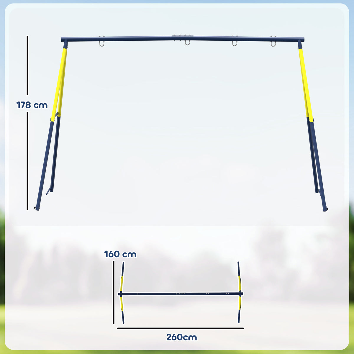 Aiyaplay Estructura De Columpio Infantil Metálica Para 2 Columpios 150 Kg Azul_2