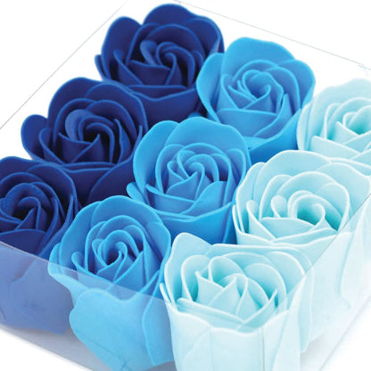Pack 10 Cajas 9 Rosas De Jabón (azul) - Flores Con Pétalos De Jabón Perfumados - Regalo Original Para Días Especiales_1