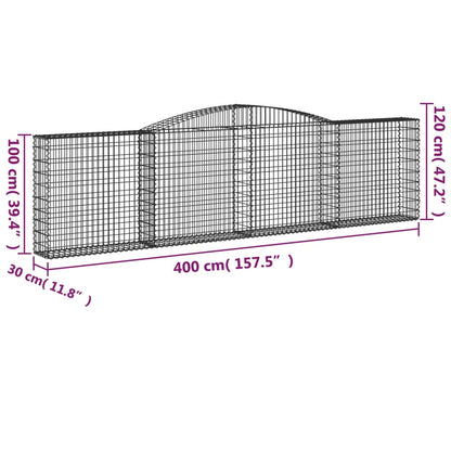 Cestas De Gaviones 7 Uds Forma De Arco Hierro 400x30x100/120 Cm_5