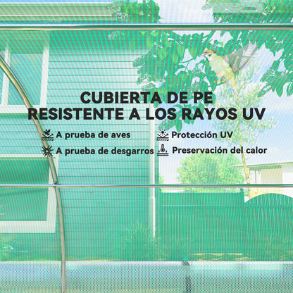 Invernadero De Túnel Outsunny Pe, Acero Galvanizado Verde 447x200x198 Cm_5