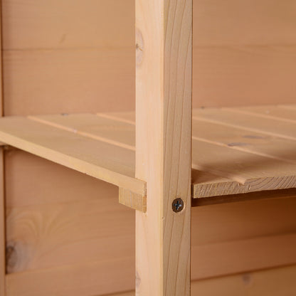 Caseta De Madera Para Jardín Outsunny Madera Natural 75x56x115cm_3