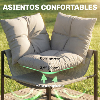 Muebles De Jardín Outsunny Metal, Textilene Gris 189x189x62 Cm_5