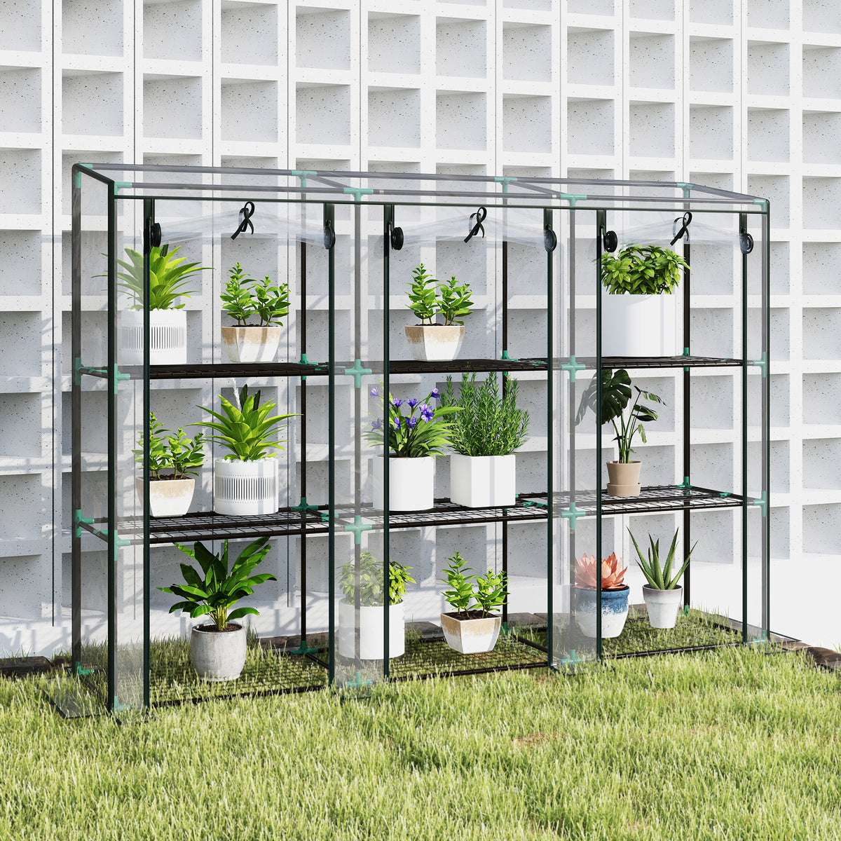 Invernadero Pequeño Outsunny Acero, Plástico Transparente 215x46x151 Cm_4