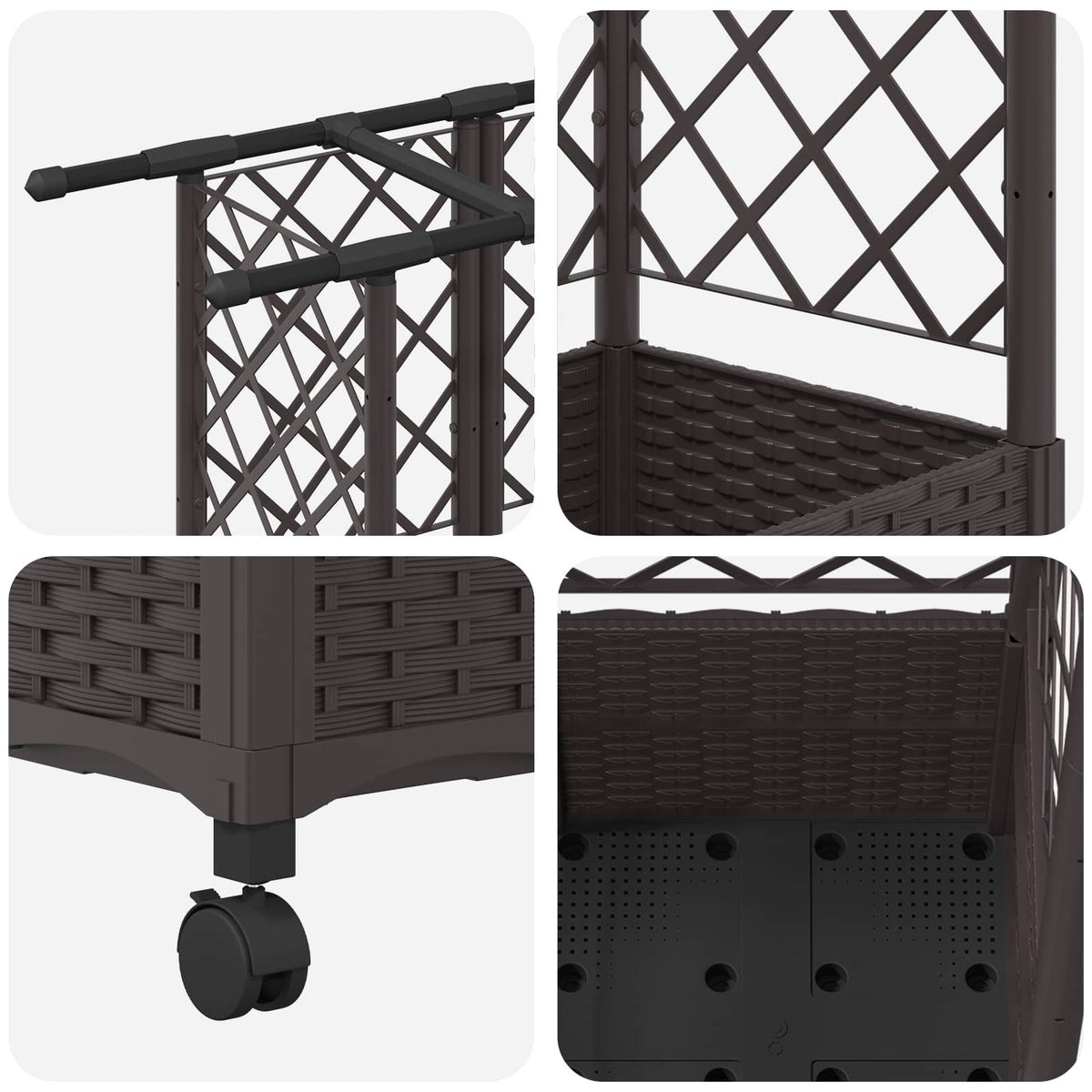 Cama Elevada Con Trellis Y Techo Marrón 163,5 X 40 X 142 Cm Pp_5