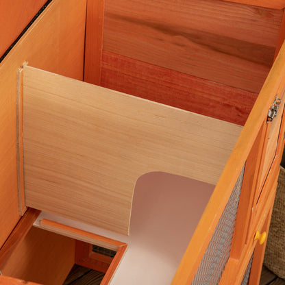 Conejera De Madera Pawhut Amarrillo 90x45x80 Cm Madera De Abeto_3