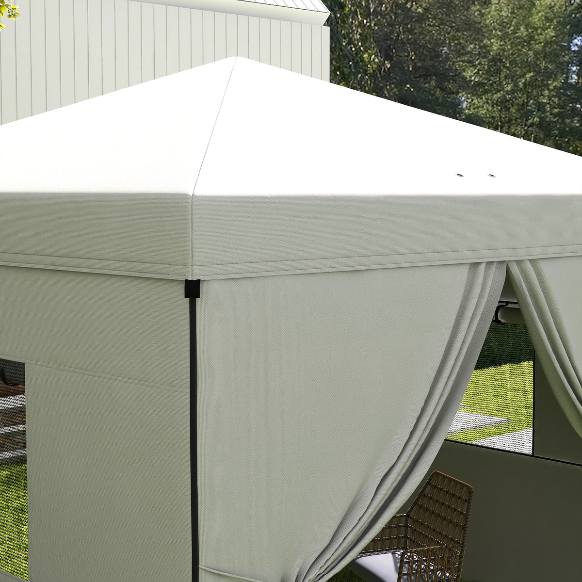 Carpa Plegable Outsunny Acero, Tela Oxford Blanco 300x300x280 Cm_4