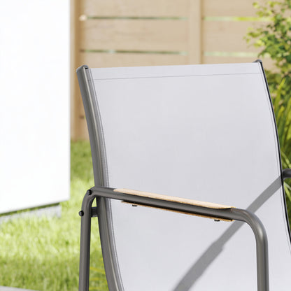 Conjunto De Jardín Outsunny Acero Galvanizado, Textilene Gris 150x80x73 Cm_3