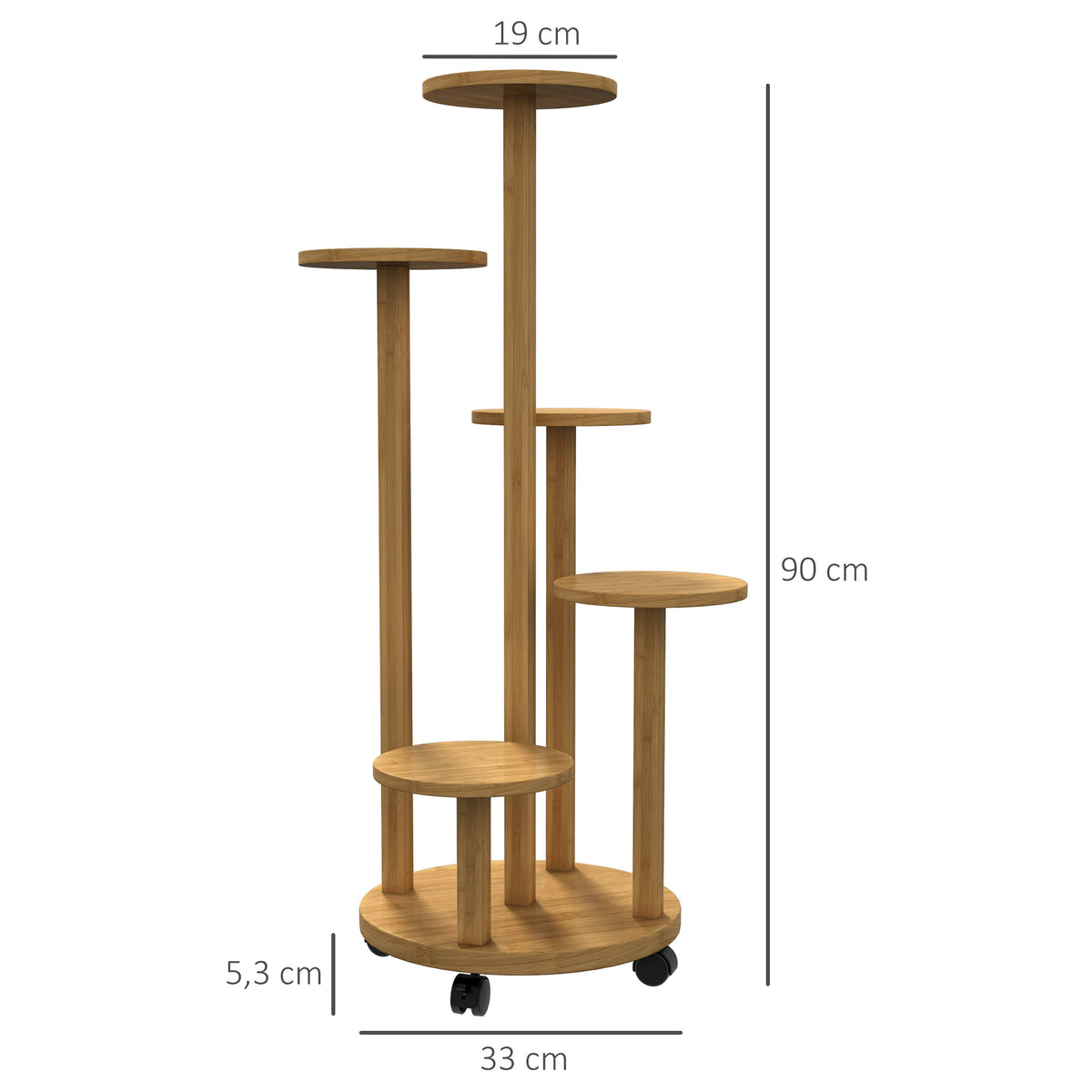 Soporte Para Plantas Outsunny Bambú Madera Natural 33x33x90 Cm_2