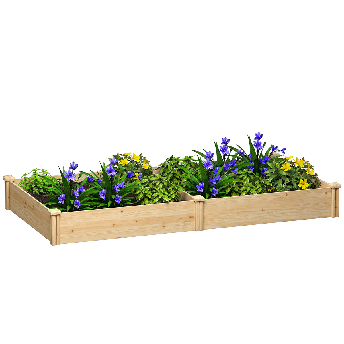Jardinera Outsunny Madera De Abeto Madera Natural 235x121x26 Cm_0