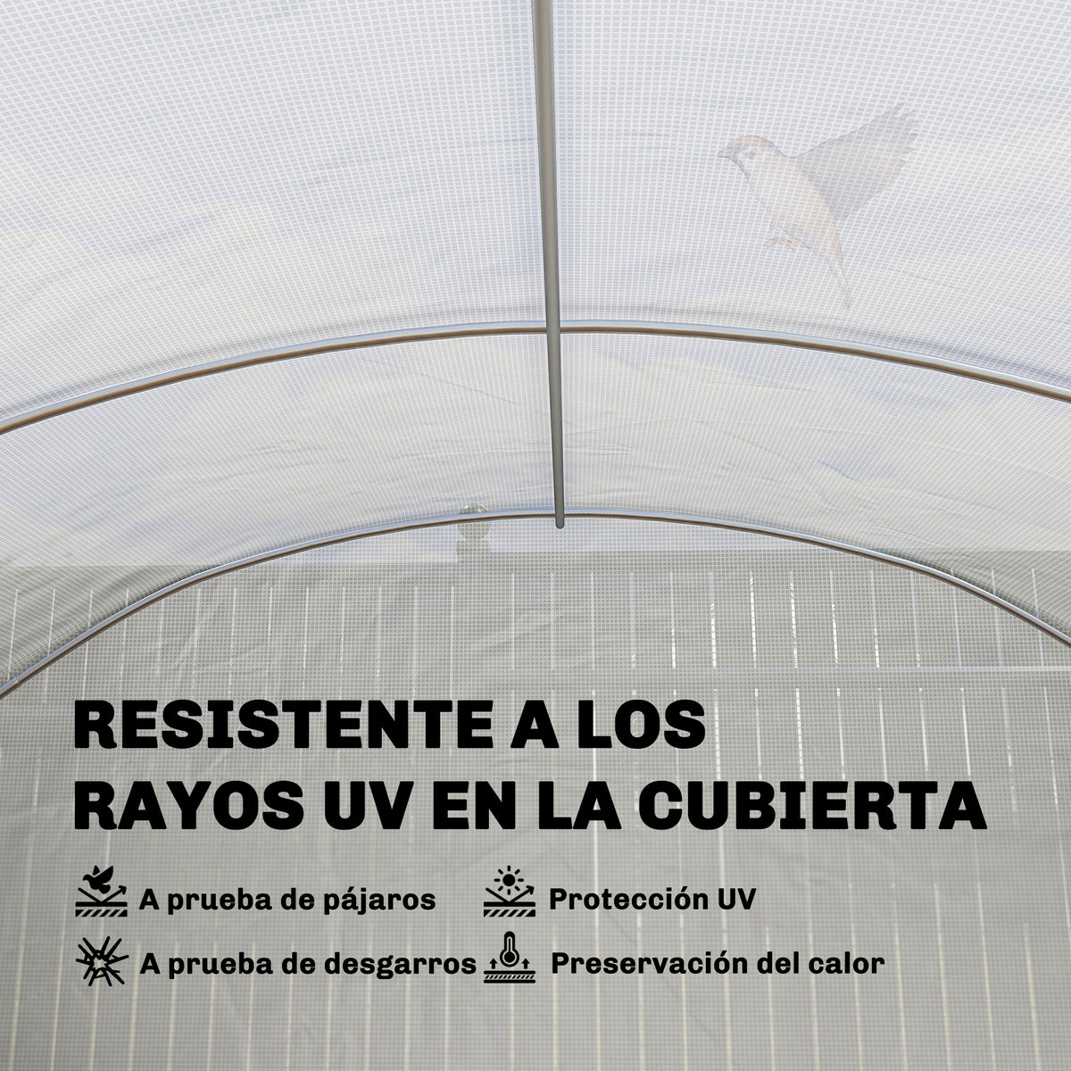 Invernadero De Túnel Outsunny Pe, Acero Galvanizado Blanco 594x300x200 Cm_5