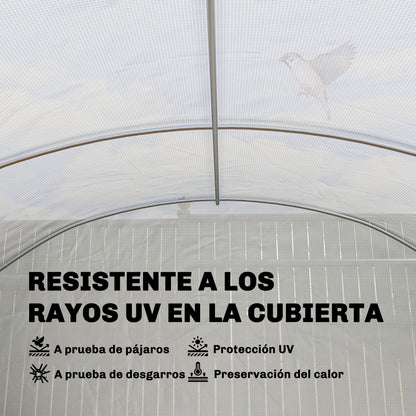 Invernadero De Túnel Outsunny Pe, Acero Galvanizado Blanco 594x300x200 Cm_5