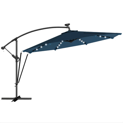 Parasol Excéntrico Outsunny Aluminio, Poliéster Azul Marino 380x345x256 Cm_0