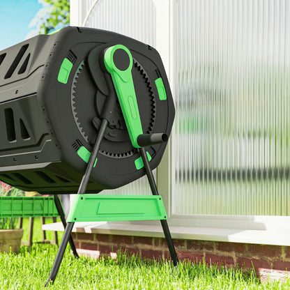 Compostador Para Exterior Outsunny Pp, Metal Verde 94x67x98 Cm_3