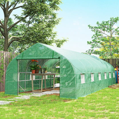 Invernadero De Túnel Jardín Con 12 Ventanas Outsunny 8x3x2m Verde_4