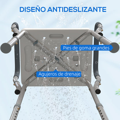 Taburete De Ducha Homcom Aluminio Gris Y Blanco 52x45x69 Cm_5