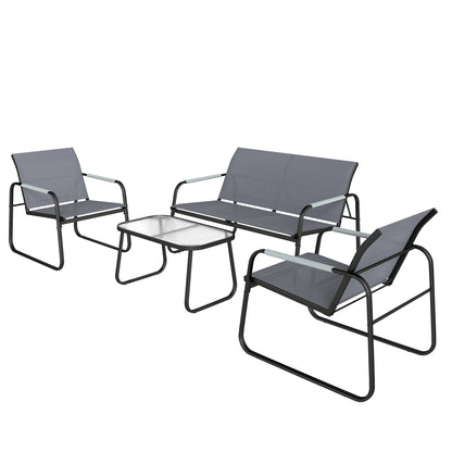 Conjunto De Jardín Outsunny Acero Galvanizado, Textilene Gris 111x71x75 Cm_3
