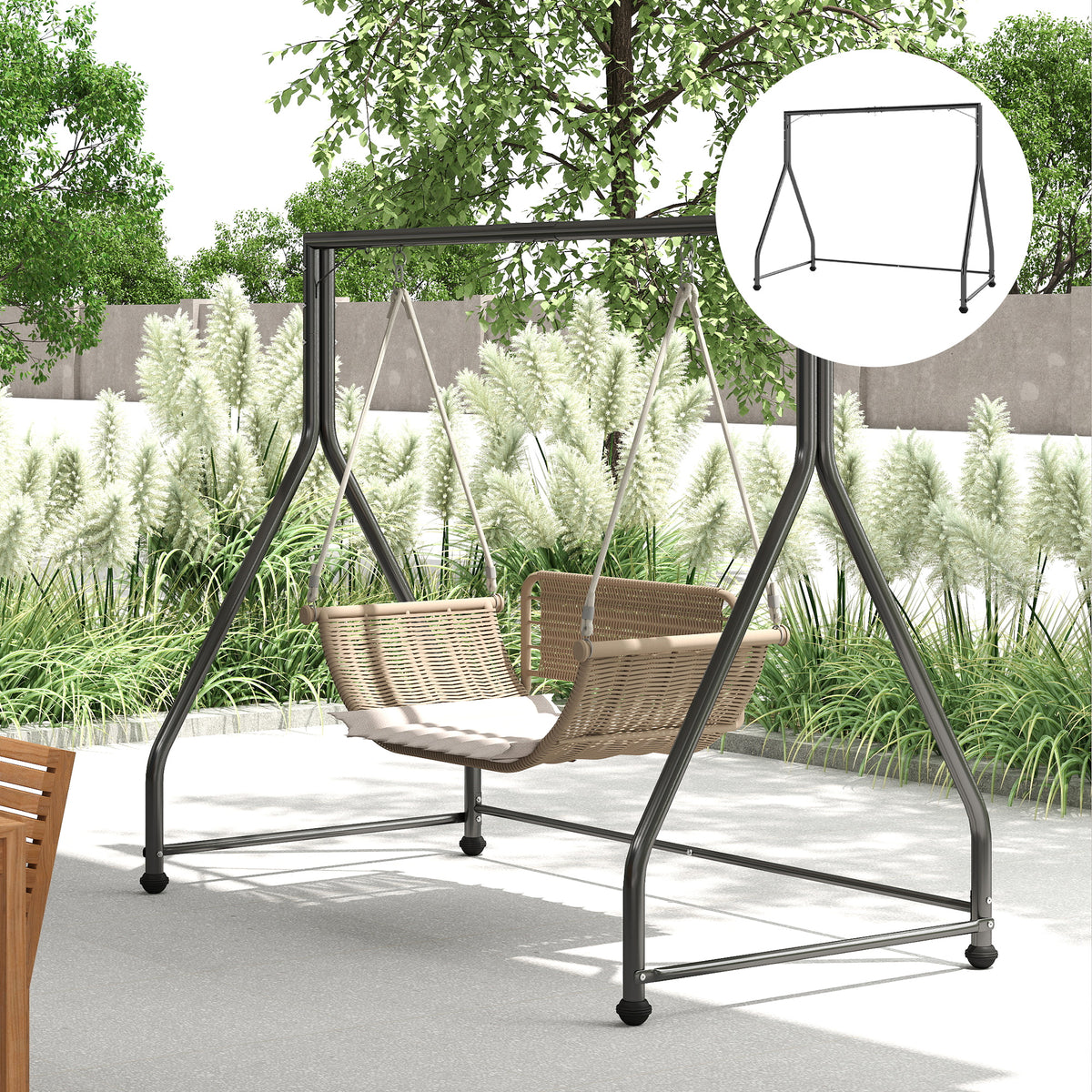 Estructura De Columpio Outsunny Acero Negro 210x117x175 Cm_1