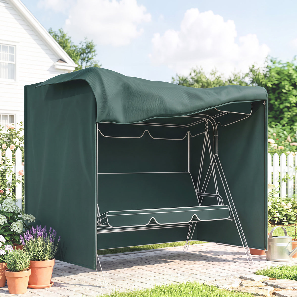 Cubierta Para Columpio Outsunny Verde Oscuro 177x114x152 Cm_1