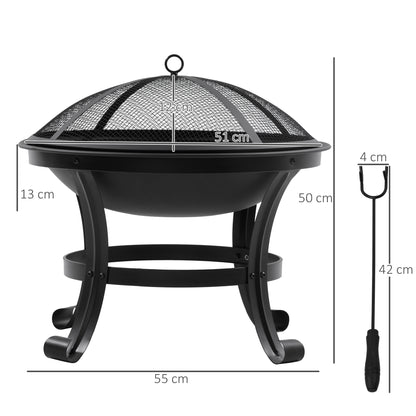 Brasero Exterior Outsunny Acero Negro 55x55x50 Cm_2