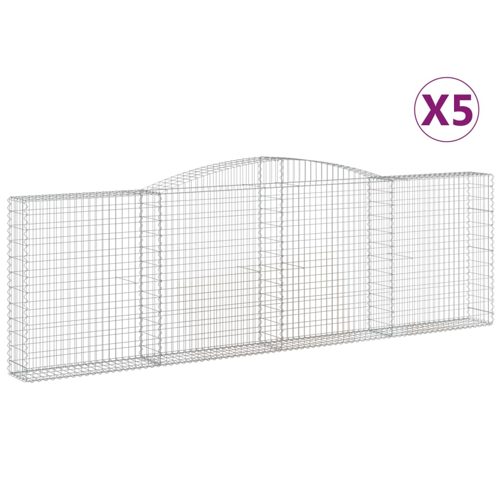 Cestas De Gaviones 5 Uds Forma De Arco Hierro 400x30x120/140 Cm_0