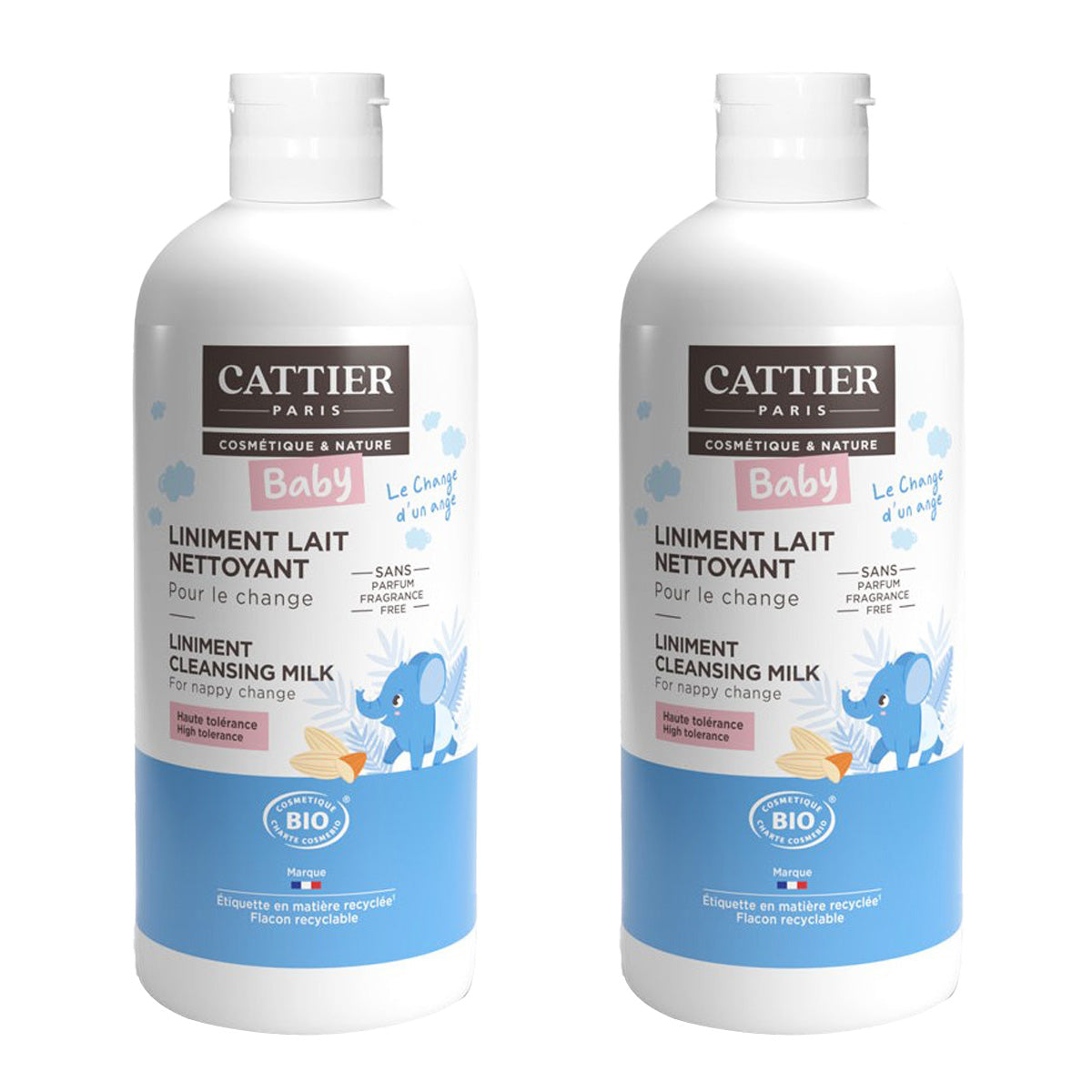 Pack 2x Linimento cambio pañal Cattier, 500 ml