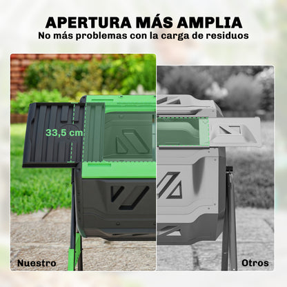 Compostador Para Exterior Outsunny Pp, Metal Verde 94x67x98 Cm_5