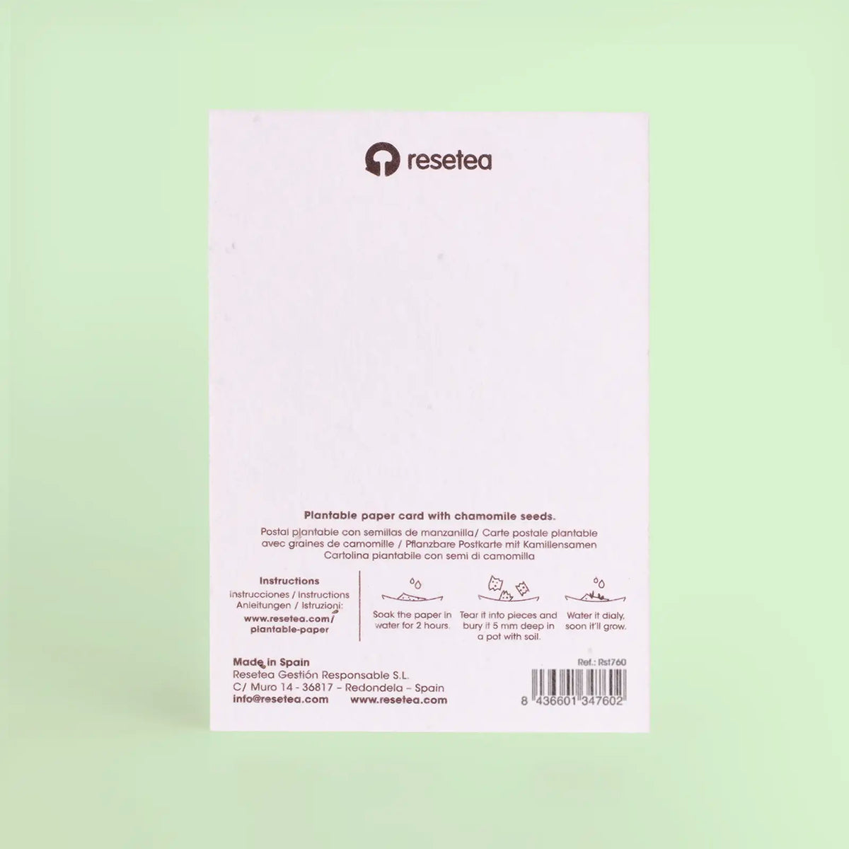 Postal Plantable Camping Semillas de Manzanilla | Papel de Algodón Reciclado | Regalo Original - Resetea_1