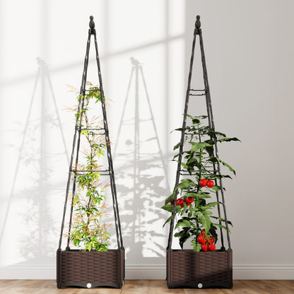 Jardinera Con Enrejado Outsunny Acero, Pp Negro 40x40x175 Cm_4