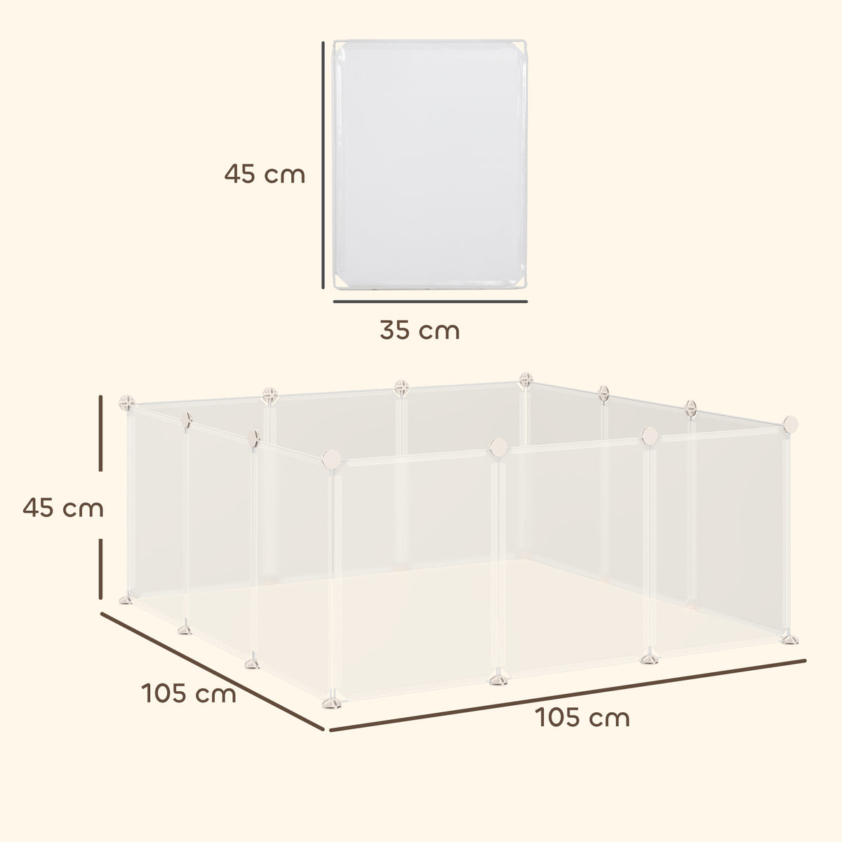 Valla Para Animales Pequeños Pawhut Blanco 105x105x45 Cm_2