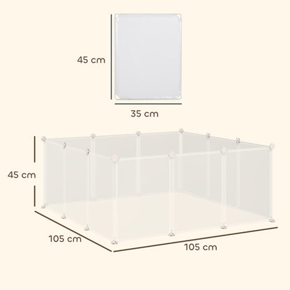 Valla Para Animales Pequeños Pawhut Blanco 105x105x45 Cm_2