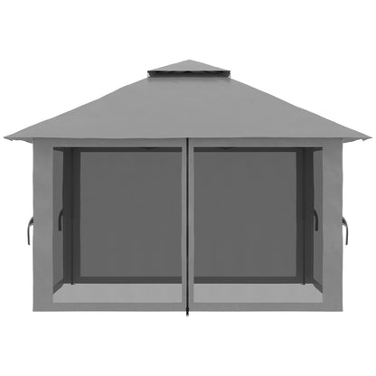 Carpa Plegable Outsunny Metal, Poliéster Gris Oscuro 392x392x283 Cm_4