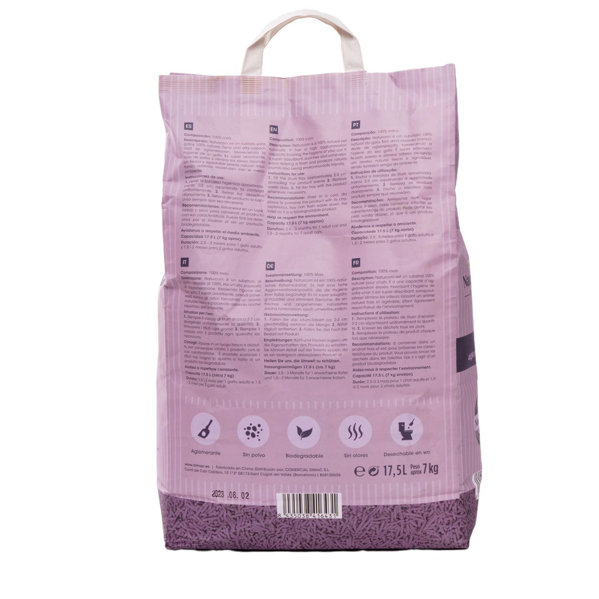 Sustrato Absorbente Wuapu Naturcorn Lavanda En Pelet Biodegradable Para Gato 3 Uds 17'5l_5