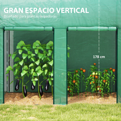 Invernadero De Jardín Outsunny Pe, Acero Verde 200x100x178 Cm 84h-064v00gn_3