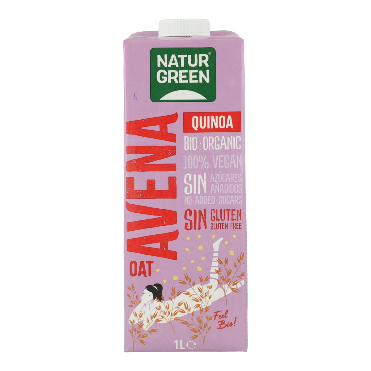 Pack 6 uds Bebida de Avena y Quinoa Bio Sin Gluten NaturGreen 1 L