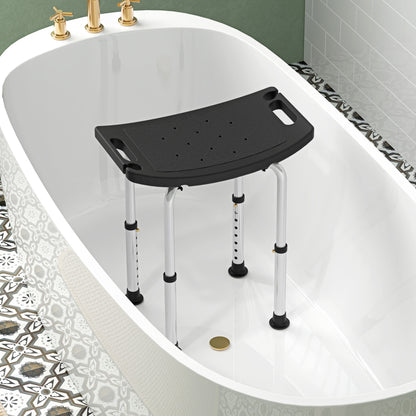 Taburete De Ducha Homcom Aleación De Aluminio, Hdpe Negro 50x36x56.5 Cm 713-165v00bk_4