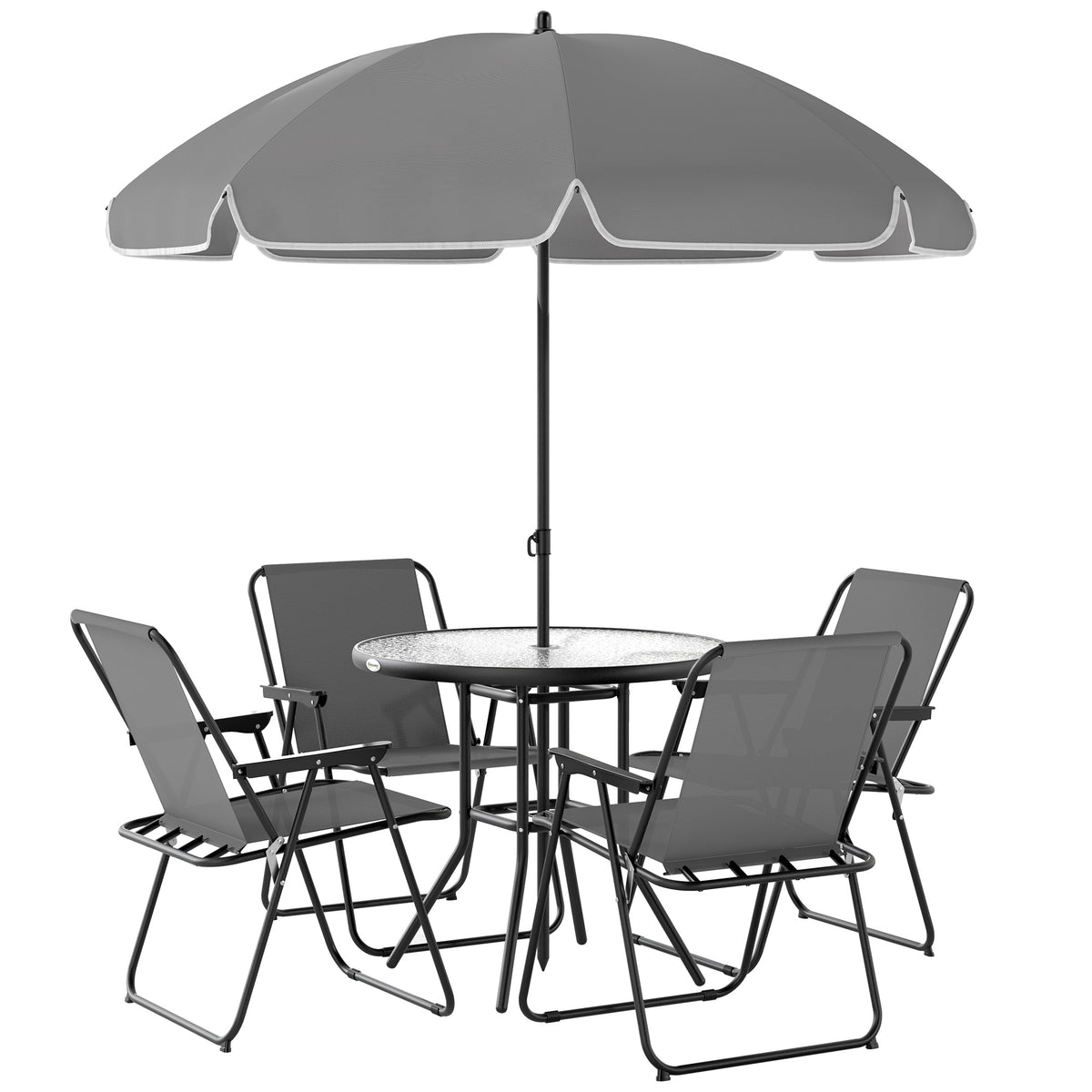 Conjunto De Jardín Outsunny Acero, Textilene Gris 80x80x70 Cm_0