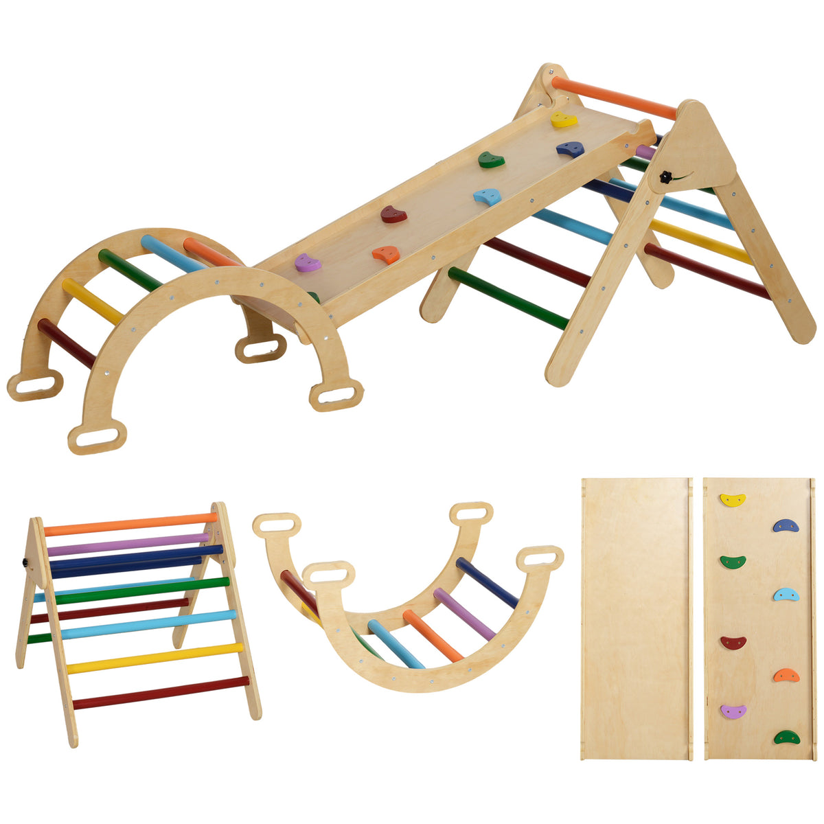 Escalada Para Niños Aiyaplay Madera De Pino Multilaminada Multicolor 178x64.5x63 Cm_0