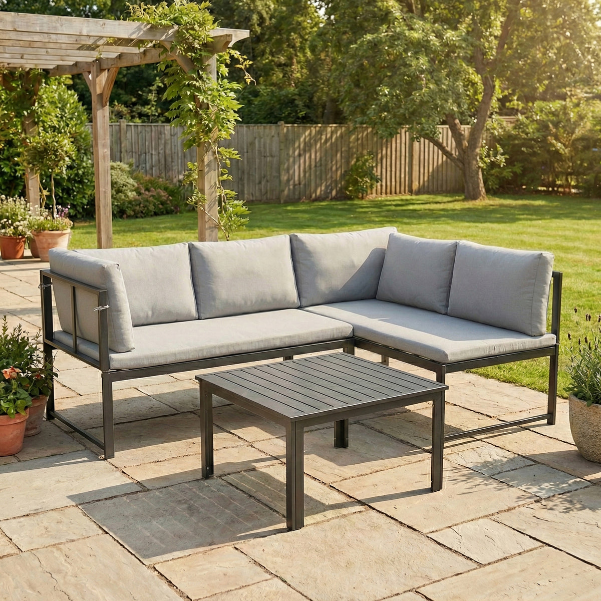 Muebles De Jardín Outsunny Metal, Poliéster Gris 177x115x64 Cm_1