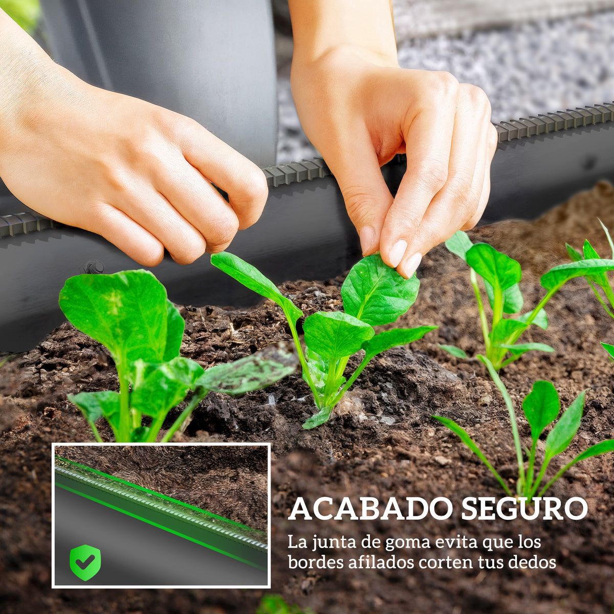Jardinera Exterior Outsunny Acero Galvanizado Gris Oscuro 150x62x30 Cm_5