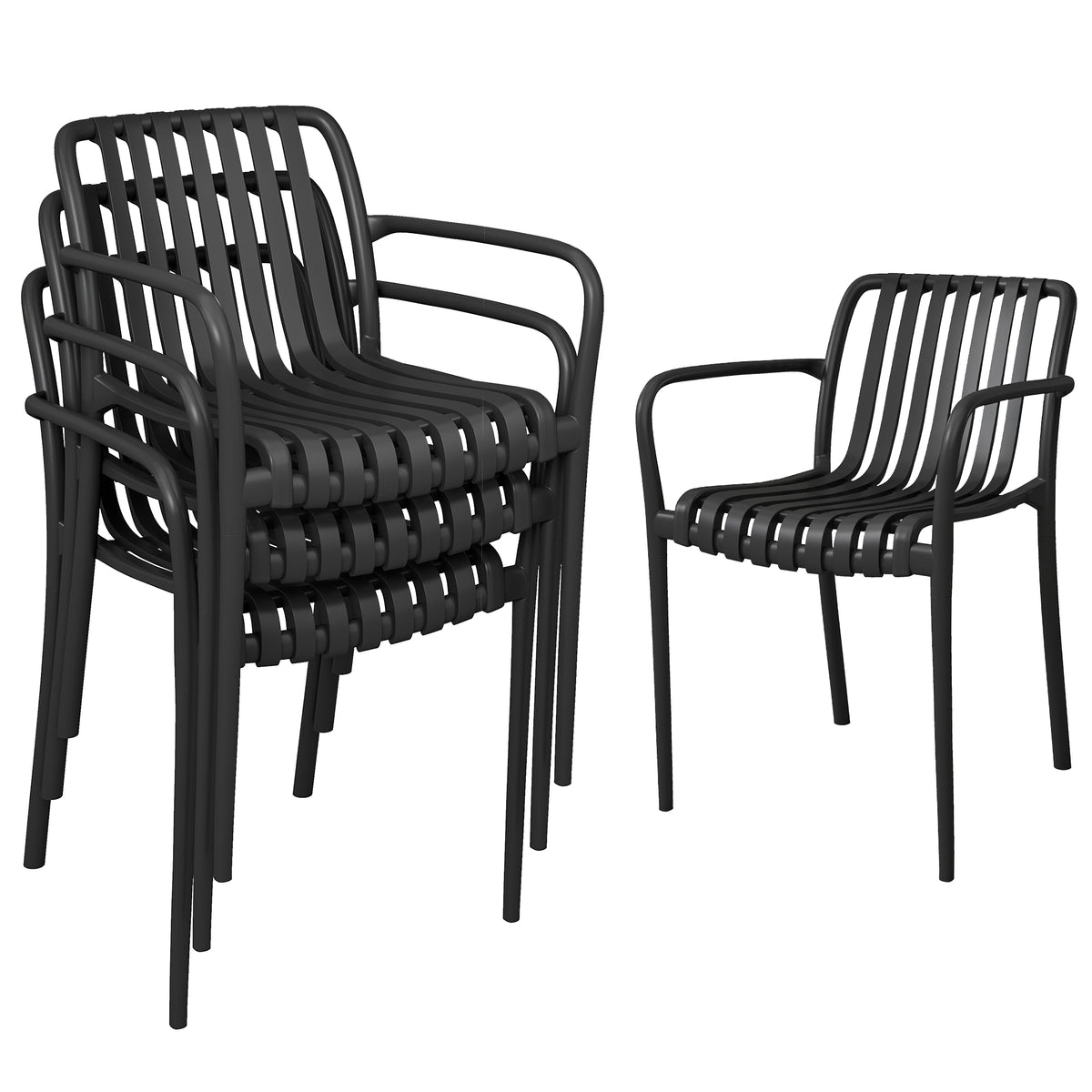 Sillas De Jardín Outsunny Pp Negro 55x58.5x81.5 Cm_0