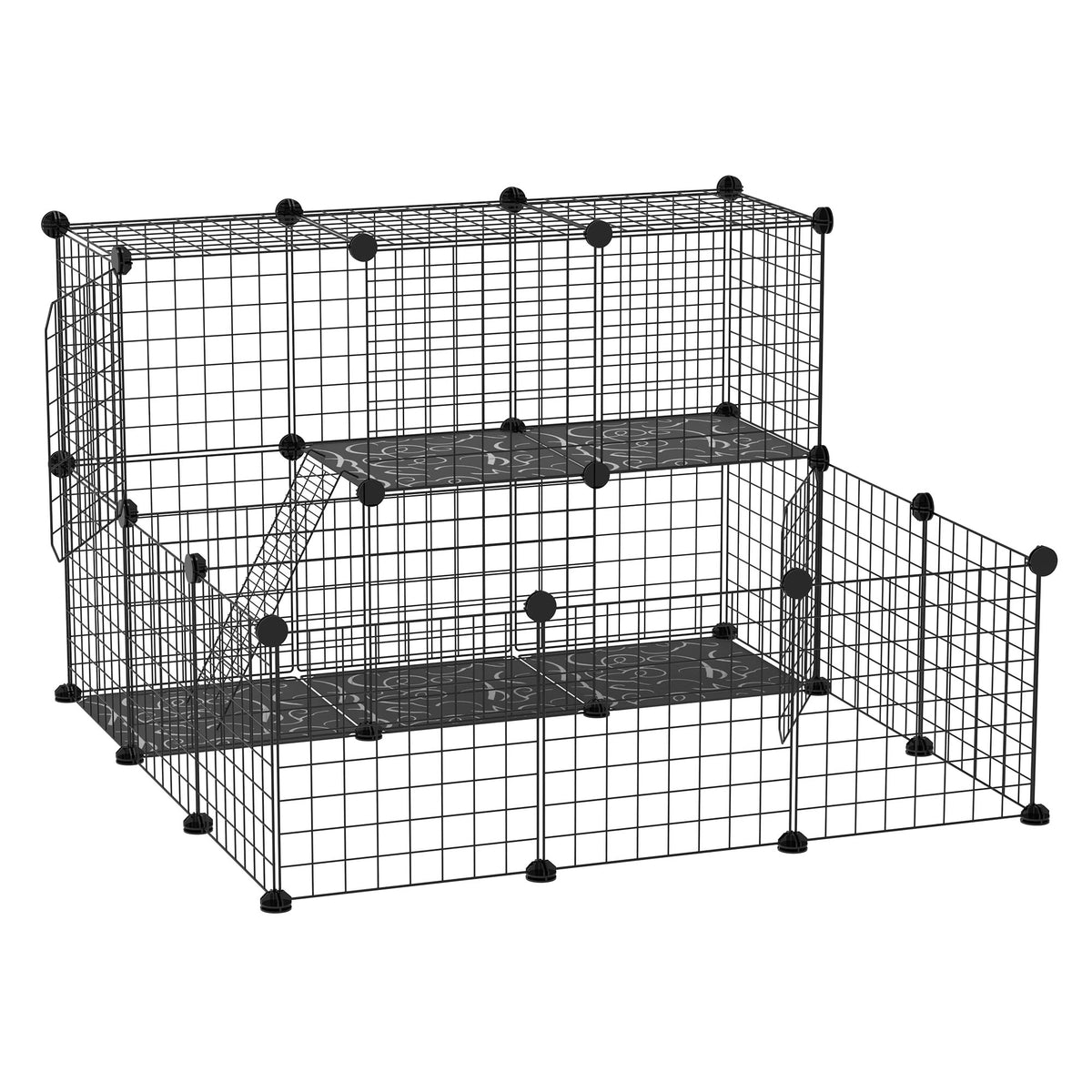 Valla Para Animales Pawhut Acero, Pp Resina Negro 105x105x70 Cm_0