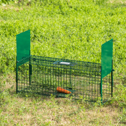 Trampa Para Animales Vivos Con 2 Puertas Outsunny 80x25x30 Cm Verde_1