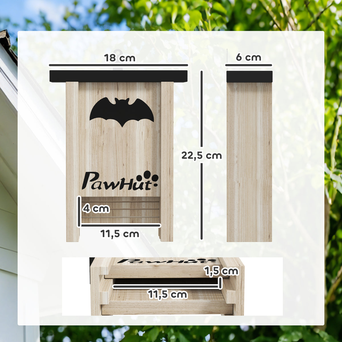 Casas Para Murciélagos Pawhut Madera De Abeto Madera Natural 18x6x22.5 Cm D51-470v00nd_2