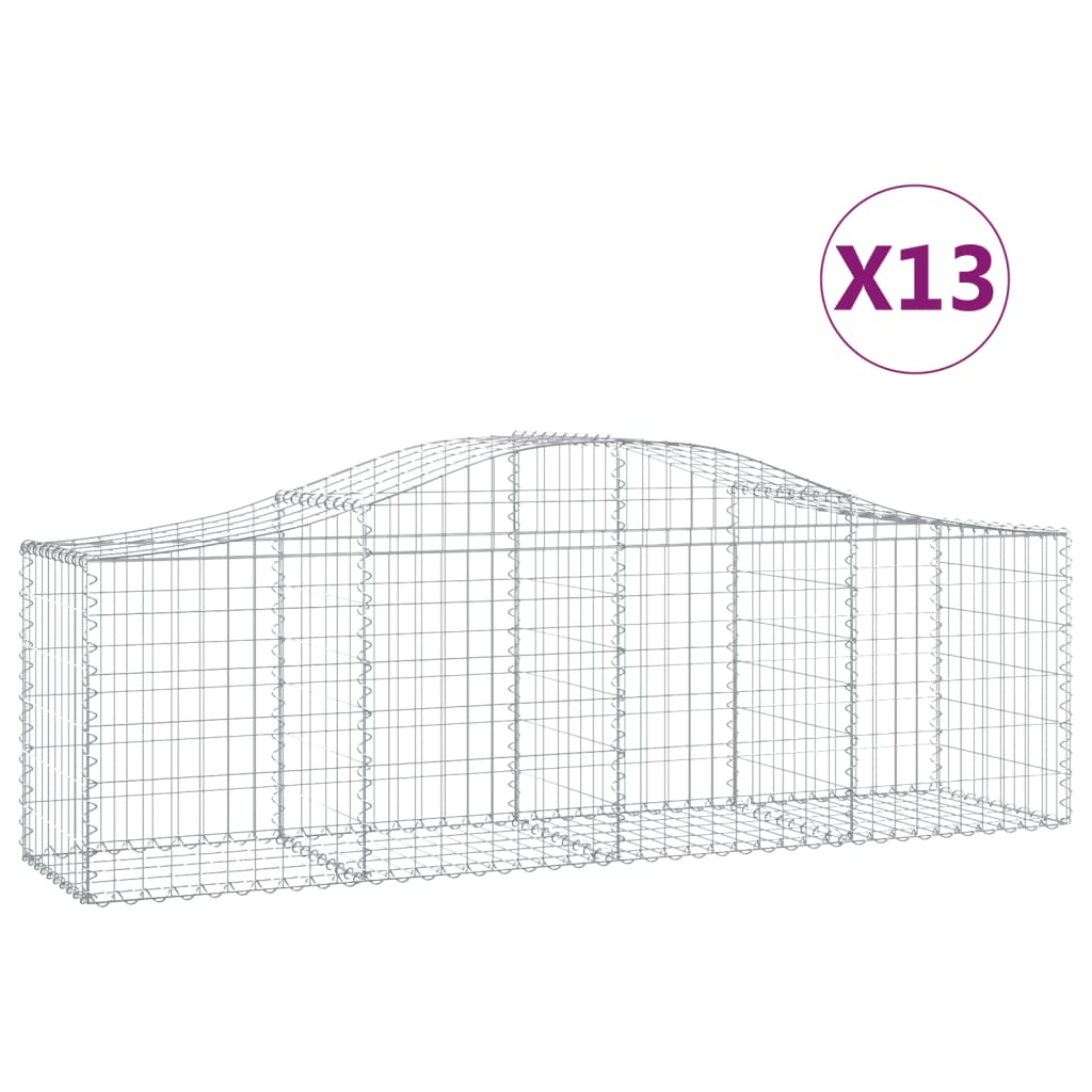 Cestas De Gaviones 13 Uds Forma De Arco Hierro 200x50x60/80 Cm_0